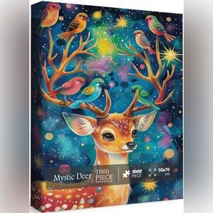 Mystic Deer Puzzle with Colorful Deer & Birds - 1000 Piece